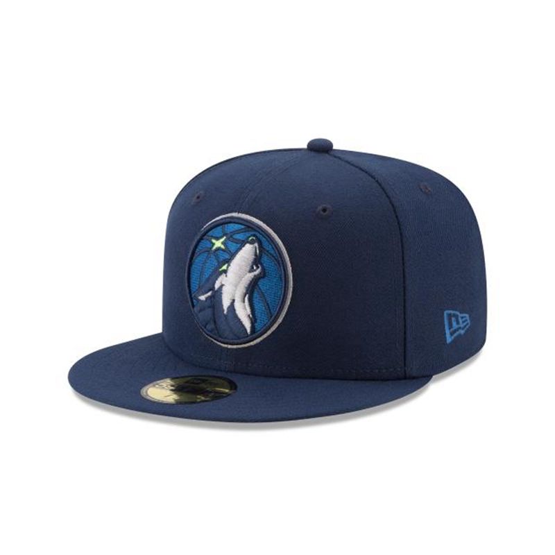 NBA Minnesota Timberwolves Team Color 59Fifty Fitted (KVU3412) - Blue New Era Caps